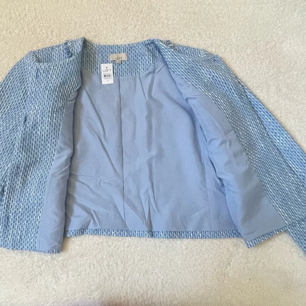 NWT LOFT Tweed Lady Jacket Blue and White XL - Picture 5 of 13